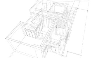 Mimari sanat konseptinde soyut çizgiler, minimum geometrik şekiller. 