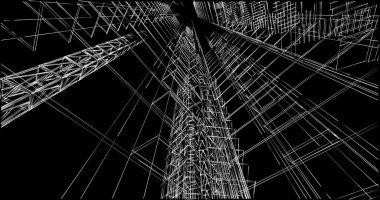 Mimari sanat konseptinde soyut çizgiler, minimum geometrik şekiller. 