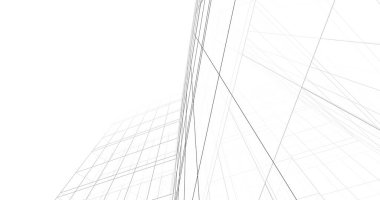 Arkaplanda mimari bina 3d illüstrasyon