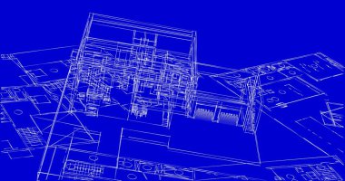 Mimari sanat konseptinde soyut çizgiler, minimum geometrik şekiller. 