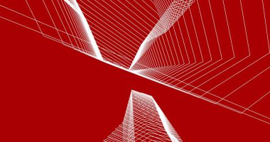 Mimari sanat konseptinde soyut çizgiler, minimum geometrik şekiller. 