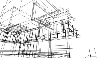 Arkaplanda mimari bina 3d illüstrasyon