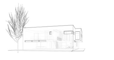 Arkaplanda mimari bina 3d illüstrasyon