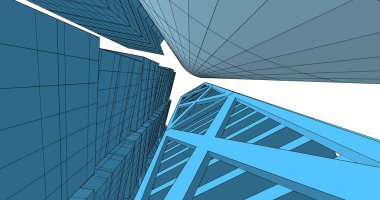 Arkaplanda mimari bina 3d illüstrasyon