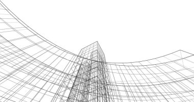 Mimari sanat konseptinde soyut çizgiler, minimum geometrik şekiller. 