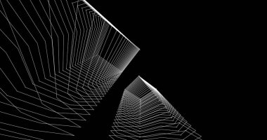 Mimari sanat konseptinde soyut çizgiler, minimum geometrik şekiller. 