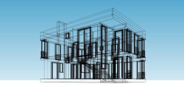 Mimari sanat konseptinde soyut çizgiler, minimum geometrik şekiller. 