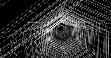 Arkaplanda mimari bina 3d illüstrasyon