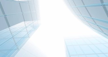 Arkaplanda mimari bina 3d illüstrasyon