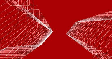 Mimari sanat konseptinde soyut çizgiler, minimum geometrik şekiller. 