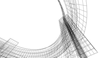 Mimari sanat konseptinde soyut çizgiler, minimum geometrik şekiller. 