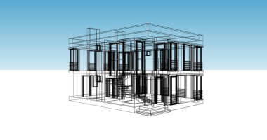 Mimari sanat konseptinde soyut çizgiler, minimum geometrik şekiller. 