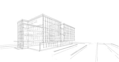 Mimari sanat konseptinde soyut çizgiler, minimum geometrik şekiller. 