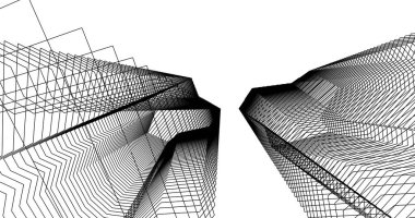 Mimari sanat konseptinde soyut çizgiler, minimum geometrik şekiller. 