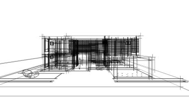 Arkaplanda mimari bina 3d illüstrasyon