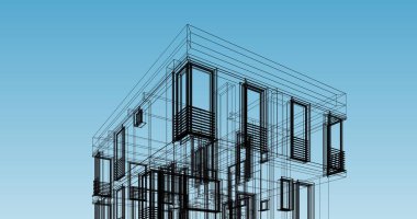 Mimari sanat konseptinde soyut çizgiler, minimum geometrik şekiller. 