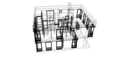 Arkaplanda mimari bina 3d illüstrasyon