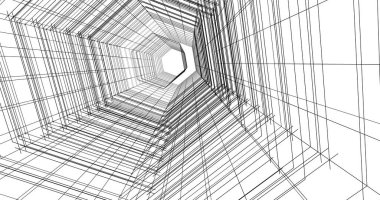 Arkaplanda mimari bina 3d illüstrasyon