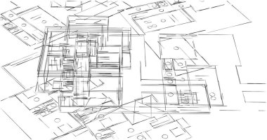 Mimari sanat konseptinde soyut çizgiler, minimum geometrik şekiller. 