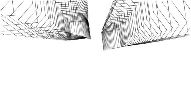 Mimari sanat konseptinde soyut çizgiler, minimum geometrik şekiller. 