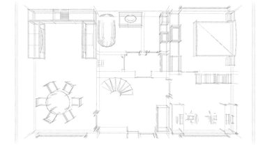 Arkaplanda mimari bina 3d illüstrasyon