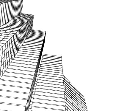 Mimari sanat konseptinde soyut çizgiler, minimum geometrik şekiller. 