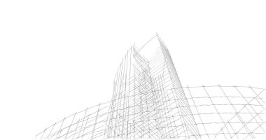 Mimari sanat konseptinde soyut çizgiler, minimum geometrik şekiller. 