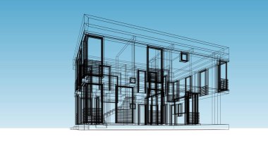 Mimari sanat konseptinde soyut çizgiler, minimum geometrik şekiller. 