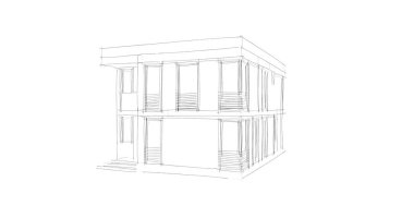 Arkaplanda mimari bina 3d illüstrasyon