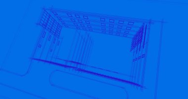 Mimari sanat konseptinde soyut çizgiler, minimum geometrik şekiller. 