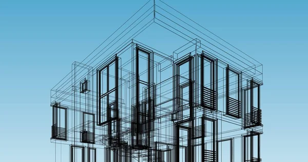 Líneas Abstractas Dibujo Concepto Arte Arquitectónico Formas Geométricas Mínimas — Foto de Stock