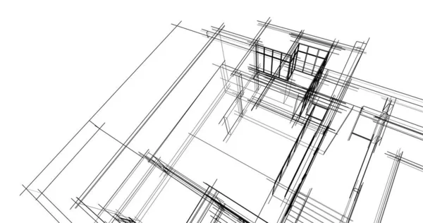 Projekt Geometrycznych Budynków Architektonicznych — Zdjęcie stockowe