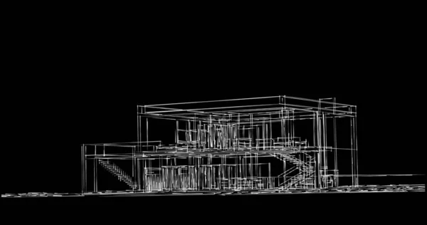 Líneas Abstractas Dibujo Concepto Arte Arquitectónico Formas Geométricas Mínimas —  Fotos de Stock