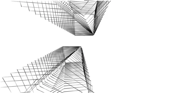 Líneas Abstractas Dibujo Concepto Arte Arquitectónico Formas Geométricas Mínimas —  Fotos de Stock