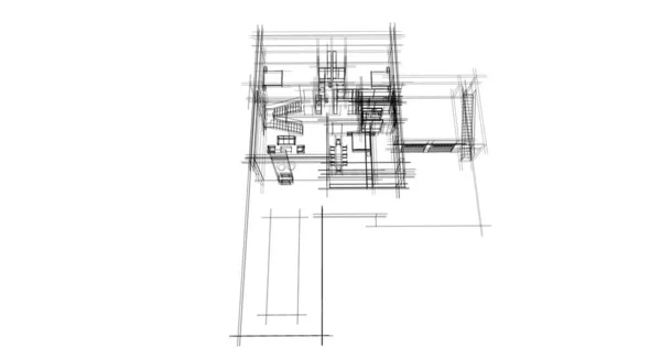 Abstrakcyjne Linie Rysunku Koncepcji Sztuki Architektonicznej Minimalne Kształty Geometryczne — Zdjęcie stockowe