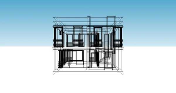 Líneas Abstractas Dibujo Concepto Arte Arquitectónico Formas Geométricas Mínimas — Foto de Stock