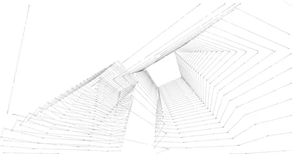 建筑艺术概念中的抽象绘图线 最小几何形状 — 图库照片