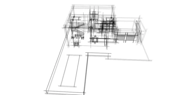 Líneas Abstractas Dibujo Concepto Arte Arquitectónico Formas Geométricas Mínimas —  Fotos de Stock