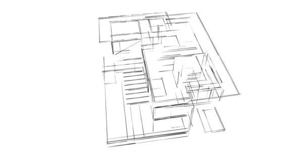 Líneas Abstractas Dibujo Concepto Arte Arquitectónico Formas Geométricas Mínimas — Foto de Stock