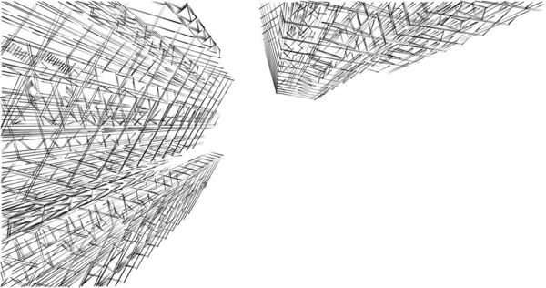 Líneas Abstractas Dibujo Concepto Arte Arquitectónico Formas Geométricas Mínimas — Foto de Stock