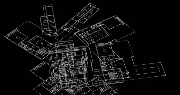 Líneas Abstractas Dibujo Concepto Arte Arquitectónico Formas Geométricas Mínimas — Foto de Stock