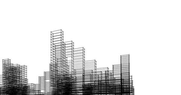 Szkic Sztuka Geometryczne Architektoniczne Budowa Budynków — Zdjęcie stockowe