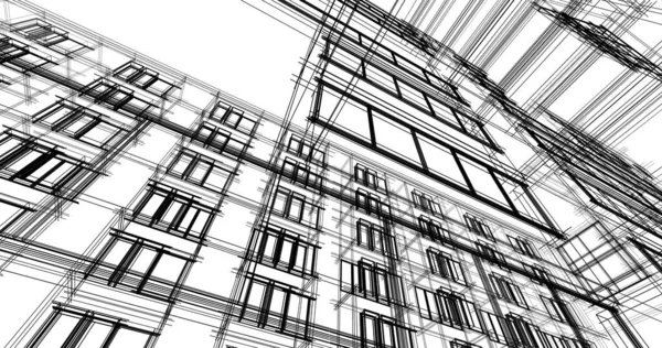 Linee Disegno Astratte Nel Concetto Arte Architettonica Forme Geometriche Minime — Foto Stock