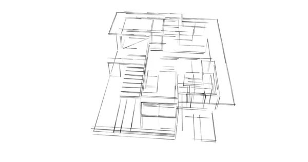 Líneas Abstractas Dibujo Concepto Arte Arquitectónico Formas Geométricas Mínimas —  Fotos de Stock