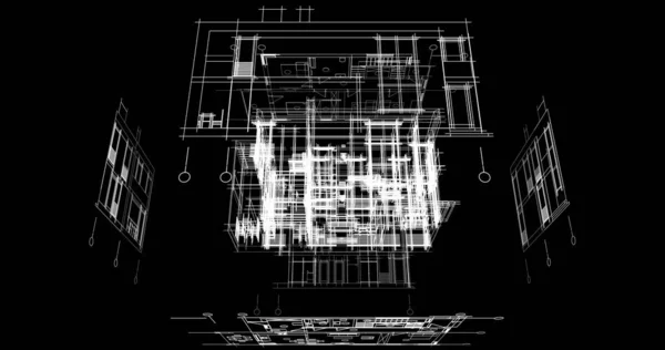 Líneas Abstractas Dibujo Concepto Arte Arquitectónico Formas Geométricas Mínimas —  Fotos de Stock