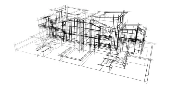 Líneas Abstractas Dibujo Concepto Arte Arquitectónico Formas Geométricas Mínimas — Foto de Stock