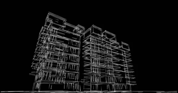 Projeto Geométrico Mínimo Dos Edifícios Arquitetônicos — Fotografia de Stock