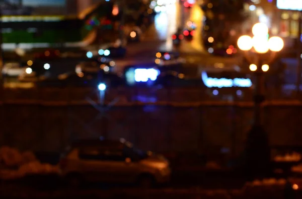 Lumières Abstraites Floues Fond Ville Dans Nuit — Photo