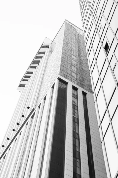 Építészeti Felvétel Épület Homlokzat Ablakokkal Fekete Fehér — Stock Fotó