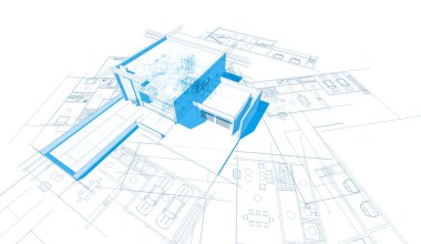 Mimari sanat konseptinde soyut çizgiler, minimum geometrik şekiller. 